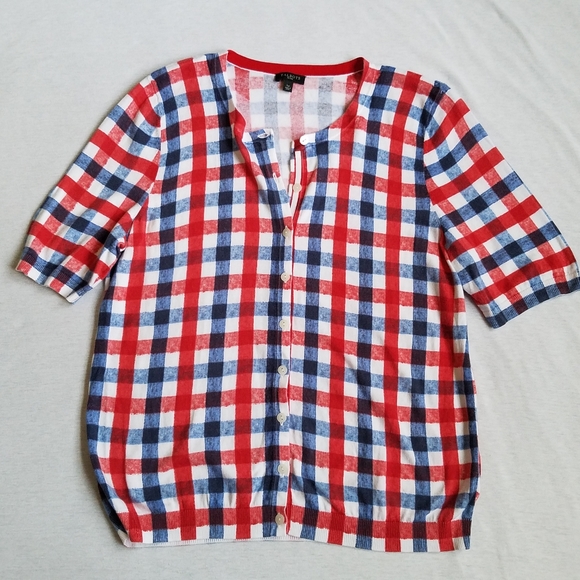 Talbots Sweaters - Talbots cardigan short sleeves plaid gingham LP
